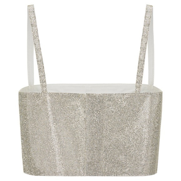 NWT 12th TRIBE Shira Silver rhinestone Crop Top size S/M - Picture 8 of 14